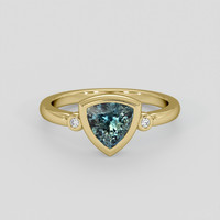 1.10 Ct. Bluish Green Sapphire Ring, 18K Yellow Gold 1