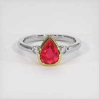 1.43 Ct. Ruby Ring, 18K Yellow & White 1