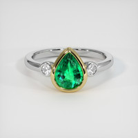 1.01 Ct. Emerald Ring, 18K Yellow & White 1