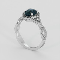 2.01 Ct. Bluish Green Sapphire Ring, Platinum 950 2
