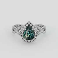 1.51 Ct. Bluish Green Sapphire Ring, Platinum 950 1