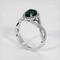 2.08 Ct. Bluish Green Sapphire Ring, Platinum 950 2