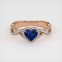 1.04 Ct. Blue Sapphire Ring, 14K Rose Gold 1