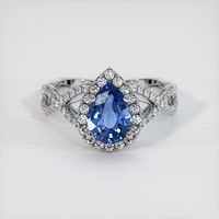 1.25 Ct. Blue Sapphire Ring, 14K White Gold 1