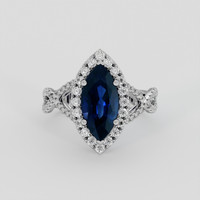 3.53 Ct. Blue Sapphire Ring, 14K White Gold 1