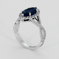 3.53 Ct. Blue Sapphire Ring, 14K White Gold 2