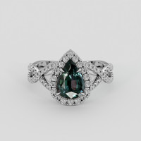 1.60 Ct. Bluish Green Sapphire Ring, 14K White Gold 1