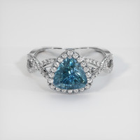 2.12 Ct. Greenish Blue Sapphire Ring, 14K White Gold 1