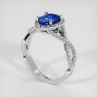 1.25 Ct. Blue Sapphire Ring, 18K White Gold 2