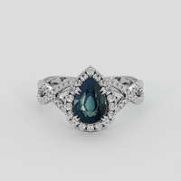 2.01 Ct. Bluish Green Sapphire Ring, 18K White Gold 1