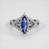 1.04 Ct. Blue Sapphire Ring, 18K White Gold 1