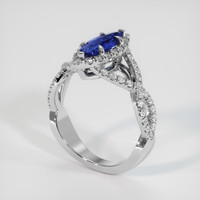 1.04 Ct. Blue Sapphire Ring, 18K White Gold 2