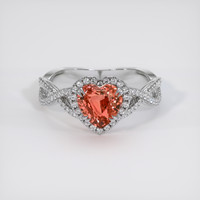 2.03 Ct. Padparadscha Sapphire Ring, 18K White Gold 1