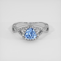 1.01 Ct. Blue Sapphire Ring, 18K White Gold 1