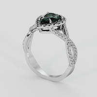 1.60 Ct. Bluish Green Sapphire Ring, 18K White Gold 2