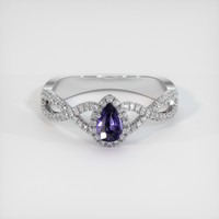 0.55 Ct. Purple Sapphire Ring, 18K White Gold 1