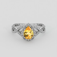 0.80 Ct. Orangish Yellow Sapphire Ring, 18K White Gold 1