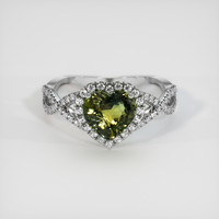 2.02 Ct. Greenish Yellow Sapphire Ring, 18K White Gold 1