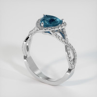 2.12 Ct. Greenish Blue Sapphire Ring, 18K White Gold 2