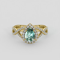 1.13 Ct. Bluish Green Sapphire Ring, 10K Yellow Gold 1