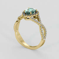 1.13 Ct. Bluish Green Sapphire Ring, 14K Yellow Gold 2
