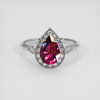 1.51 Ct. Purplish Red Ruby Ring, Platinum 950 1
