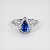 0.75 Ct. Blue Sapphire Ring, 10K White Gold 1