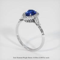 0.75 Ct. Blue Sapphire Ring, 14K White Gold 2