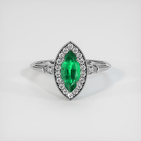 0.90 Ct. Emerald Ring, 18K White Gold 1