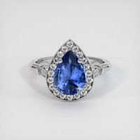 2.04 Ct. Blue Sapphire Ring, 18K White Gold 1