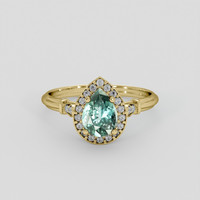 1.13 Ct. Bluish Green Sapphire Ring, 14K Yellow Gold 1