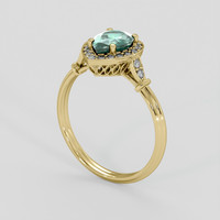 1.13 Ct. Bluish Green Sapphire Ring, 14K Yellow Gold 2