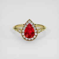 1.31 Ct. Ruby Ring, 18K Yellow Gold 1
