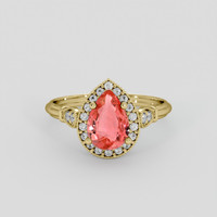1.05 Ct. Padparadscha Sapphire Ring, 18K Yellow Gold 1