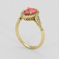 1.05 Ct. Padparadscha Sapphire Ring, 18K Yellow Gold 2