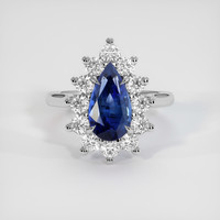 2.02 Ct. Blue Sapphire Ring, 14K White Gold 1