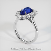 2.02 Ct. Blue Sapphire Ring, 14K White Gold 2