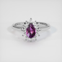 0.72 Ct. Pinkish Purple Sapphire Ring, 18K White Gold 1