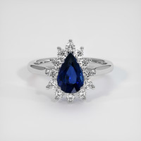 1.52 Ct. Blue Sapphire Ring, 18K White Gold 1