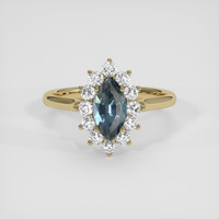 1.20 Ct. Greenish Blue Sapphire Ring, 14K Yellow Gold 1