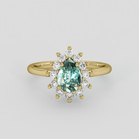 1.13 Ct. Bluish Green Sapphire Ring, 14K Yellow Gold 1