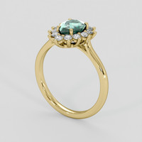 1.13 Ct. Bluish Green Sapphire Ring, 14K Yellow Gold 2
