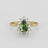 1.43 Ct. Green Sapphire Ring, 14K Yellow Gold 1