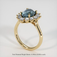 2.41 Ct. Greenish Blue Sapphire Ring, 14K Yellow Gold 2