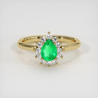 0.50 Ct. Emerald Ring, 18K Yellow Gold 1