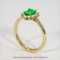 0.50 Ct. Emerald Ring, 18K Yellow Gold 2