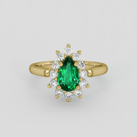 0.73 Ct. Emerald Ring, 18K Yellow Gold 1