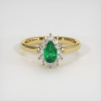 0.55 Ct. Emerald Ring, 18K Yellow Gold 1