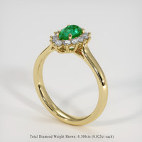 0.55 Ct. Emerald Ring, 18K Yellow Gold 2