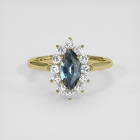 1.20 Ct. Greenish Blue Sapphire Ring, 18K Yellow Gold 1